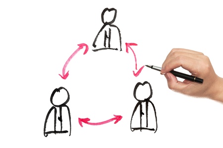 Teamwork concept drawing on white paperの写真素材