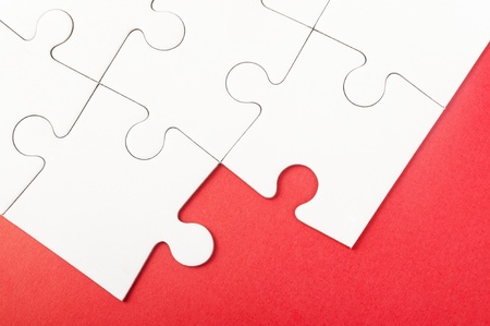 Group of white paper jigsaw puzzlesの写真素材