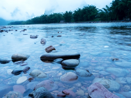 The Lijiang River landscape in the morning in Xingping, Yangshuo, Guilin,Guangxi, Chinaの写真素材