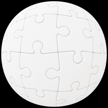 Sphere of white paper jigsaw puzzle piecesの写真素材