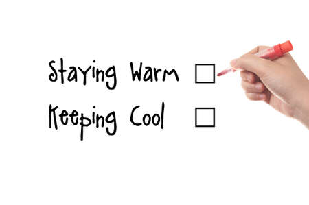 Staying warm and keeping cool words written on whiteboard