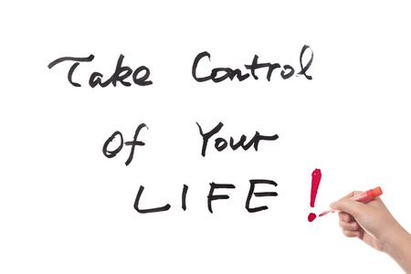 Take control of your life words written on white boardの写真素材