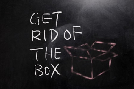concept of Get rid of the box  on blackboardの写真素材