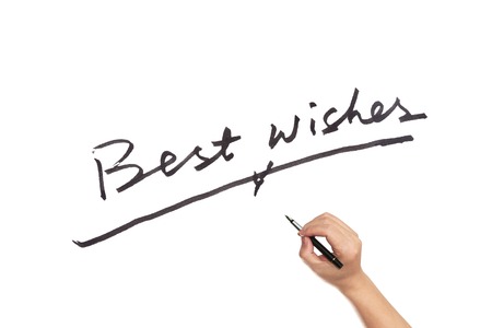 Best wishes words written on white paperの写真素材