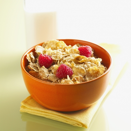 Cereal and Raspberriesの写真素材