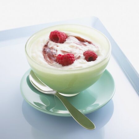 Yogurt with Raspberriesの写真素材