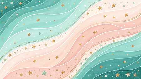 Watercolor wavy background with stars and stripes. Vector illustration.の素材