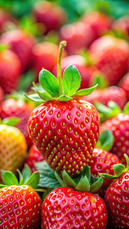 Strawberries background. Fresh strawberries in the garden. Strawberries background.の素材