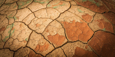 Dry and cracked earth background. Global warming, climate change conceptの素材