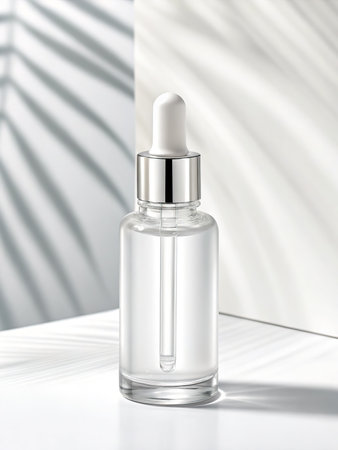 Cosmetic bottle with pipette on white background. 3d renderの素材