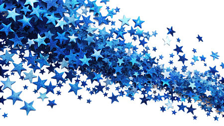Blue stars on a white background. 3d rendering, 3d illustration.の素材