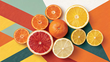 Variety of citrus fruit including lemons, lines, grapefruits and oranges.の素材