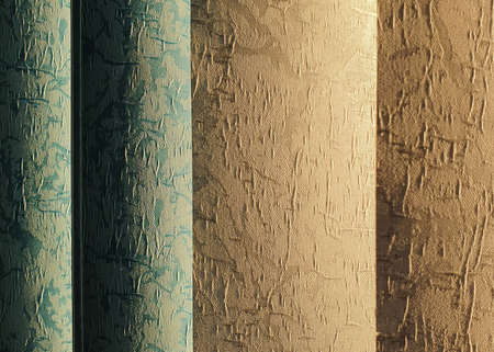 Texture of vertical wide blinds inside window in light of sunset