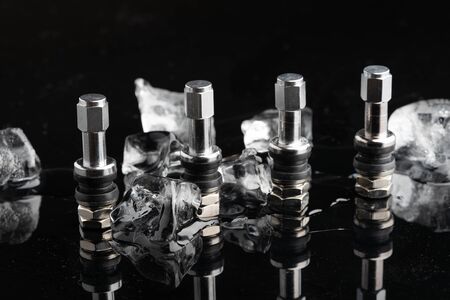 Consumables for tire repair, new nipples for car tires. Metal tire valve , ice cube, Clamp-in...