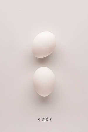 two eggs in a shell on a white background. graphic photo for interior design verticalの写真素材