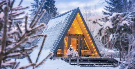 A trip to the winter forest and a morning tea party in a magical triangular house in a coniferous...