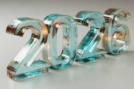 Bright and transparent glass numbers 2026 shine, capturing the spirit of the upcoming year during the Christmas and New Years festivities. Their unique design adds elegance to the celebration.の素材