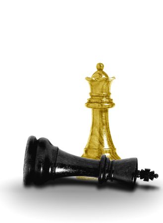Image of golden queen checkmate the black kingの写真素材