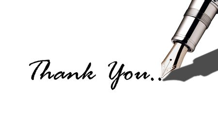 Image of fountain pen writing thank youの写真素材
