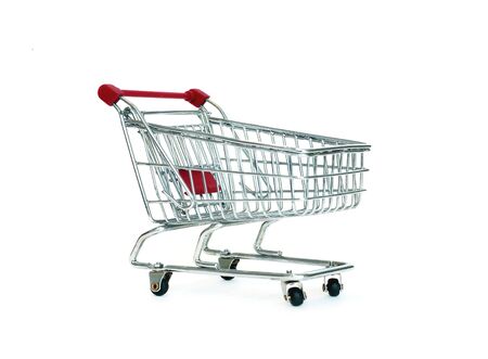 image of red shopping cart over whiteの写真素材