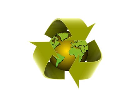 Image of global recycle arrow over whiteの写真素材