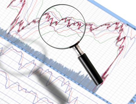 Image of magnifier zoom in stock chart Image of magnifier zoom in stock chart
