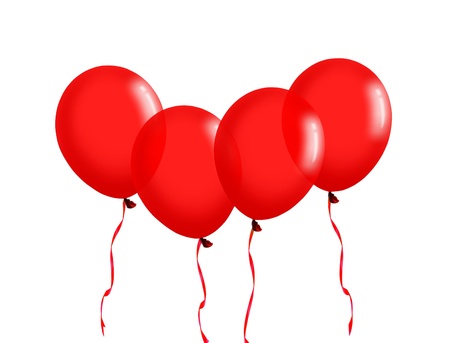 red balloons with ribbonの写真素材