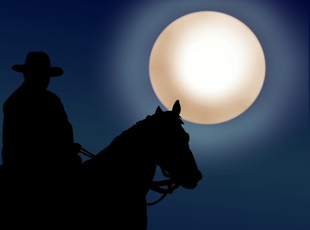 Cowboy at nightの写真素材