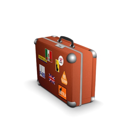 Suitcase with travel stickersの写真素材