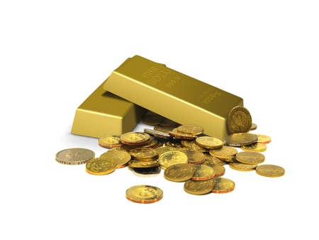 Gold bars and coins 