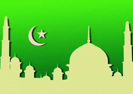 Mosque with moon and starsの写真素材