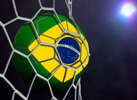 Brazil Ball in Goal Netの写真素材