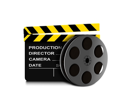 Film reel and clapper board iconの写真素材