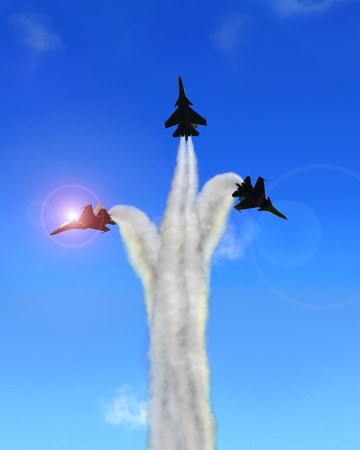 Aerobatic military jets formation during Air Showの写真素材