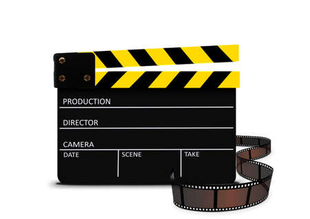 Clapperboard and film stripの写真素材