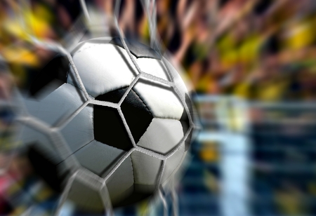 Ball in Goal Net with fast blur motionの写真素材