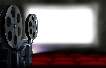 Cinema projector with empty seatsの写真素材
