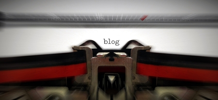 Blog written on old typewritter with zoom blurの写真素材