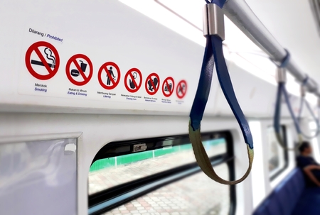 Train interior reminder signageの写真素材