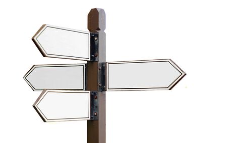 Directional sign post over whiteの写真素材
