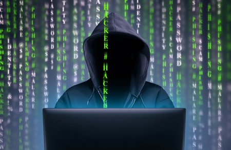 Computer hacker stealing data from the internetの写真素材