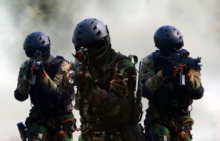 Military special unit commandos assult team during a missionの写真素材