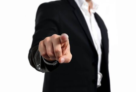 Business man pointing finger gestureの写真素材