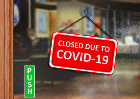 we are close due to covid-19の写真素材