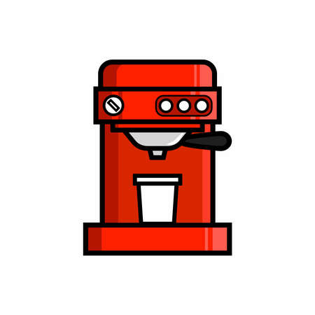 Red Coffee Maker Tool Vector Illustration On White Backgroundのイラスト素材
