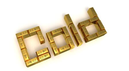 Sign gold above golden bars 3D renderedの写真素材