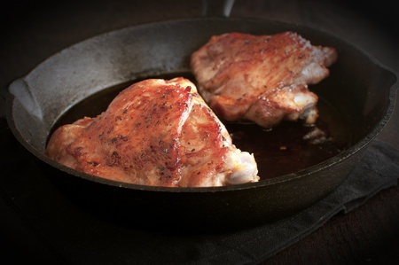 Chicken or turkey fried with sauceの写真素材