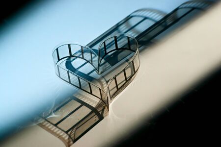 Strip of the film like big heartの写真素材