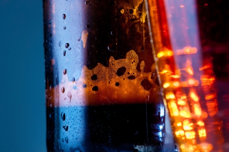 Bright background of beer bottlesの写真素材
