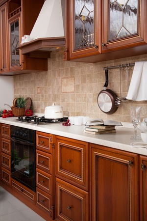 Beautiful kitchen interior with utensilsのeditorial素材